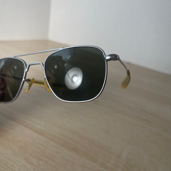 Vintage Randolph Engineering Aviator Sunglasses 5 1/2 Matte Chrome READ - Picture 10 of 15